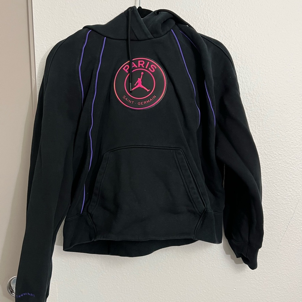 Nike Jordan Paris Saint-germain Women`s Pullover Hoodie Black Sz M